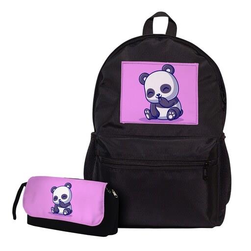 کوله پشتی و جامدادی دخترانه پاندا بنفش panda